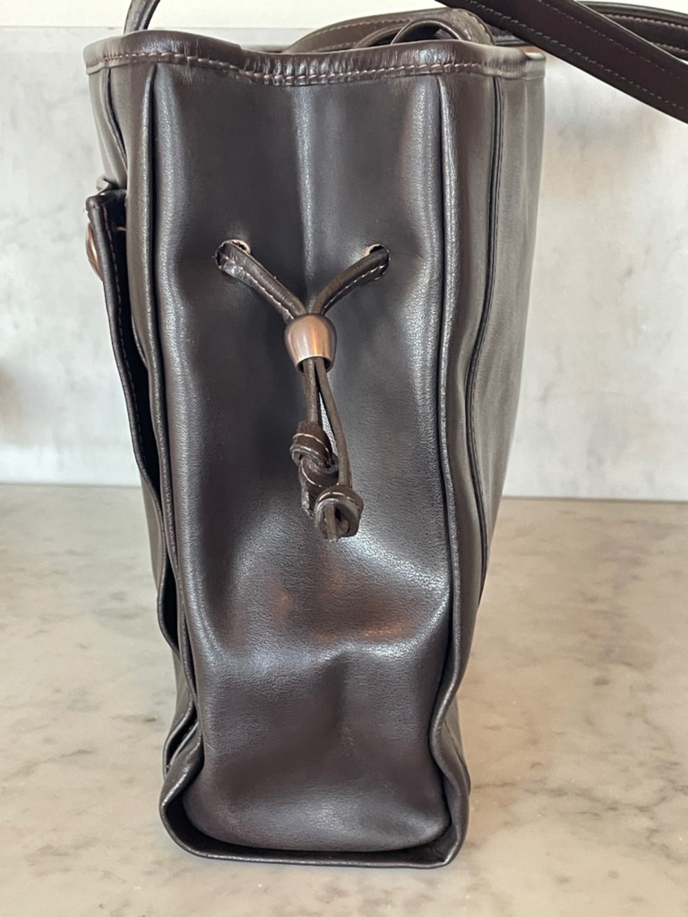 LONGCHAMP Galatee Chocolate Brown Leather Shoulder Bag - Picture 11 of 16
